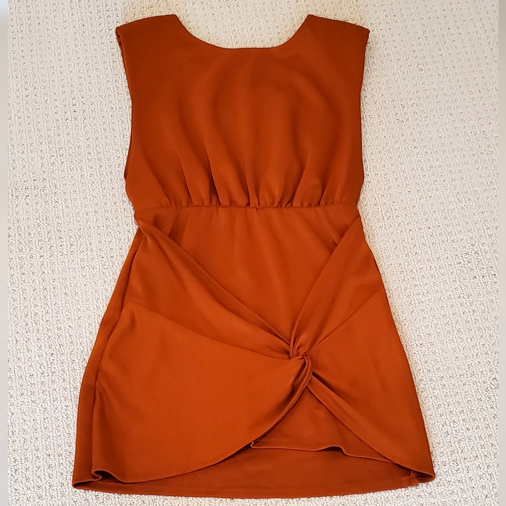 Free People Brandy Runway Twist Knit Drapey Mini Dress, V-Back, Wm Large, NWT